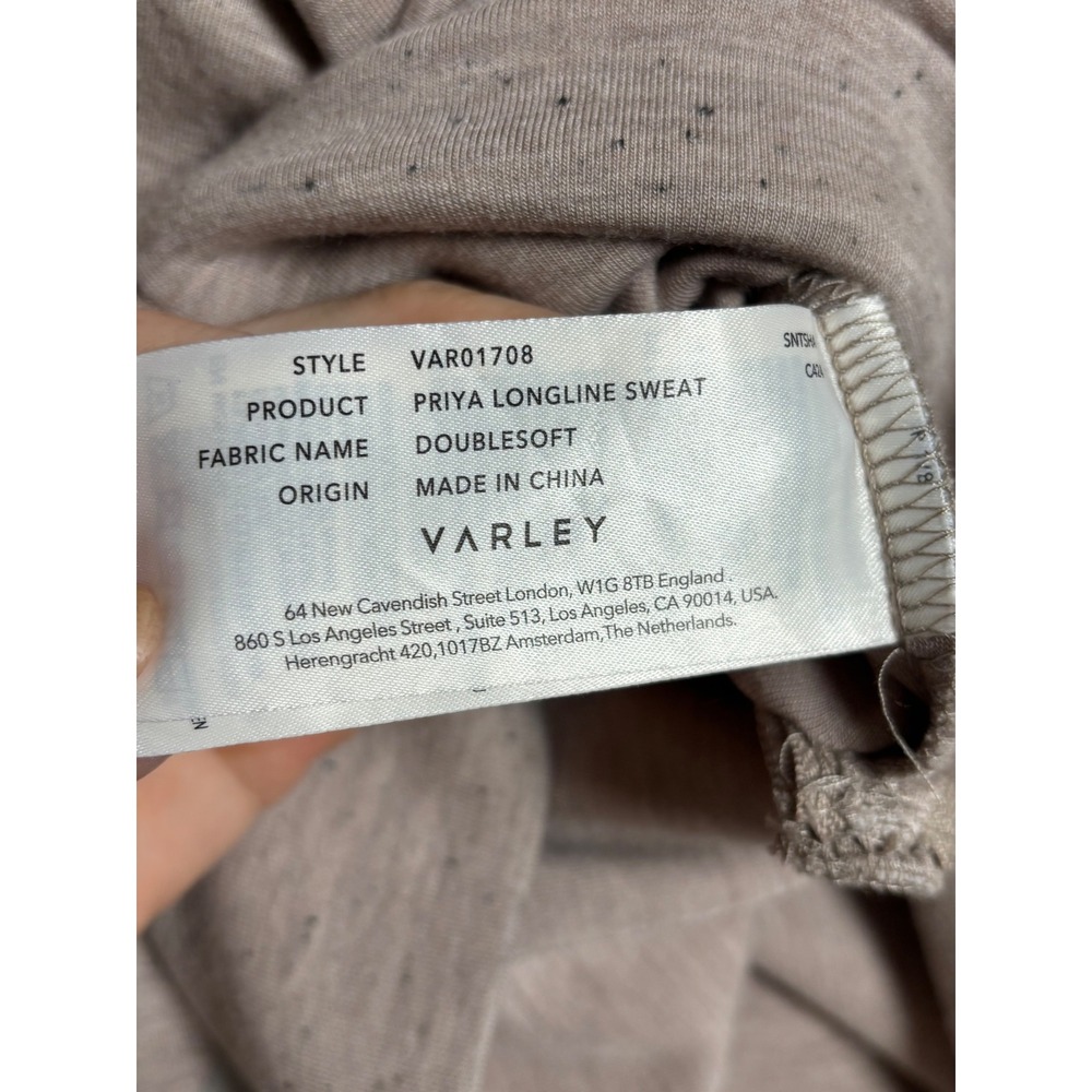 Varley Priya DoubleSoft Cowl Neck Side Zip Cozy Lounge Taupe Medium - Picture 7 of 8